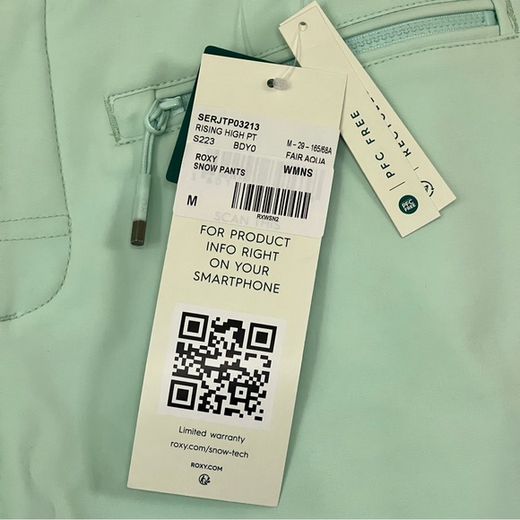NEW $200 Roxy Rising High Shell Snow Pants in Fair Aqua Women’s Pants Size M - Picture 13 of 16